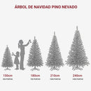 Pinheiro artificial premium com neve, pinhas e frutos vermelhos.