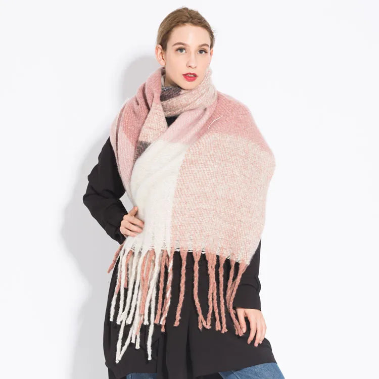 Luxury Brand Cashmere Women Plaid Scarf Winter Warm Shawl Wrap Pashmina Long Tassel Female Foulard Thick Blanket Scarves Pareo