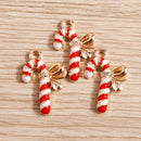 Conjunto de 10 pendentes de Natal em liga metálica esmaltada com laço, com 15*22mm, ideais para a confeção de colares, brincos e bijuteria DIY.