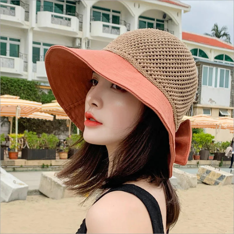 Foldable Women’s Summer Hat with Bow – Comfort & Sun Protection with Elegant Style
