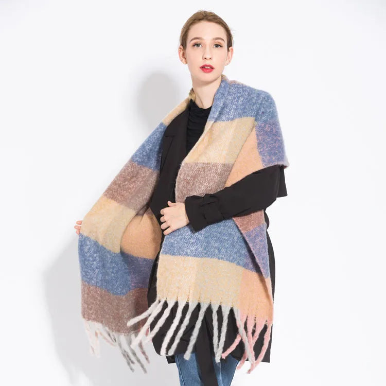 Luxury Brand Cashmere Women Plaid Scarf Winter Warm Shawl Wrap Pashmina Long Tassel Female Foulard Thick Blanket Scarves Pareo