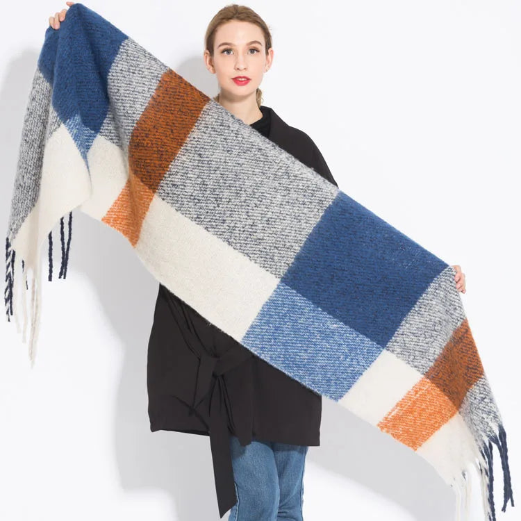 Luxury Brand Cashmere Women Plaid Scarf Winter Warm Shawl Wrap Pashmina Long Tassel Female Foulard Thick Blanket Scarves Pareo