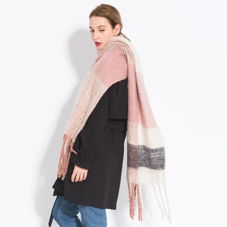 Luxury Brand Cashmere Women Plaid Scarf Winter Warm Shawl Wrap Pashmina Long Tassel Female Foulard Thick Blanket Scarves Pareo