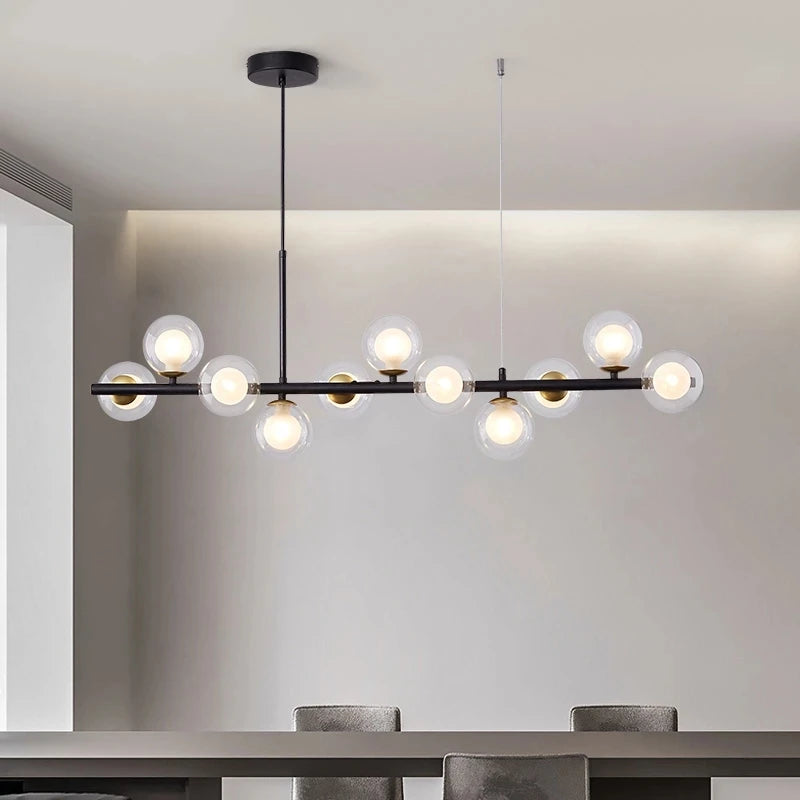 Nordic Modern Pendant Light – 11 Glass Ball Heads & Gold Finish for Dining or Living Room