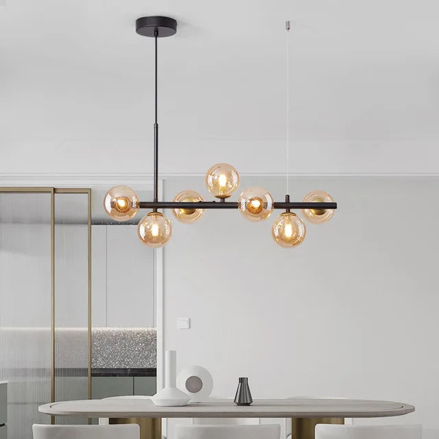 Nordic Modern Pendant Light – 11 Glass Ball Heads & Gold Finish for Dining or Living Room