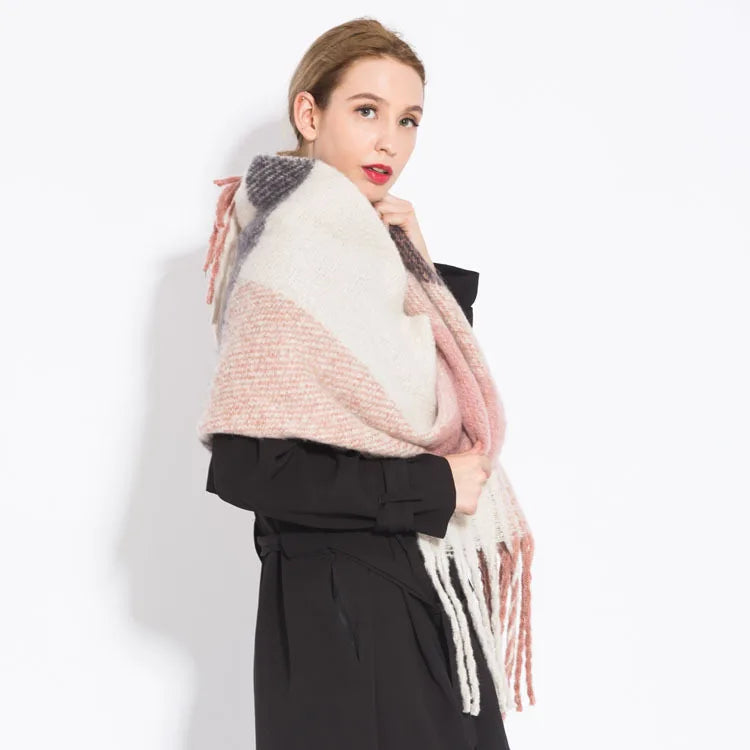 Luxury Brand Cashmere Women Plaid Scarf Winter Warm Shawl Wrap Pashmina Long Tassel Female Foulard Thick Blanket Scarves Pareo