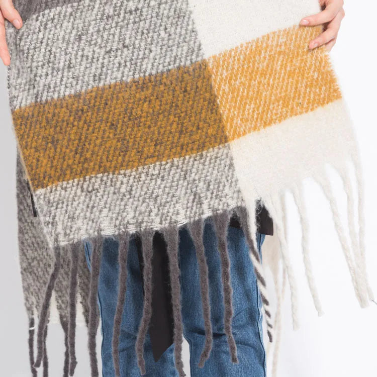 Luxury Brand Cashmere Women Plaid Scarf Winter Warm Shawl Wrap Pashmina Long Tassel Female Foulard Thick Blanket Scarves Pareo