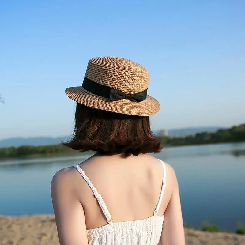 Women’s Panama Straw Hat with Bow – Elegant Summer Sun Protection