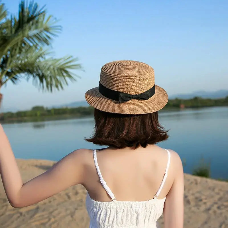 Women’s Panama Straw Hat with Bow – Elegant Summer Sun Protection