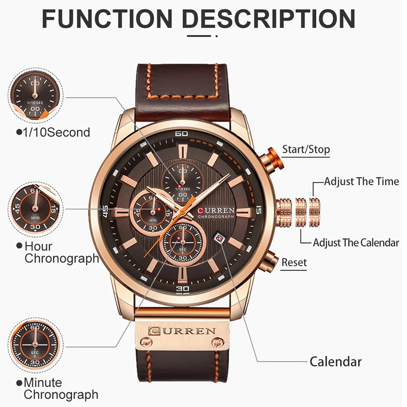 Curren Military Men's Watch – Sporty Style with Useful Features