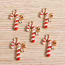 Conjunto de 10 pendentes de Natal em liga metálica esmaltada com laço, com 15*22mm, ideais para a confeção de colares, brincos e bijuteria DIY.