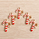 Conjunto de 10 pendentes de Natal em liga metálica esmaltada com laço, com 15*22mm, ideais para a confeção de colares, brincos e bijuteria DIY.