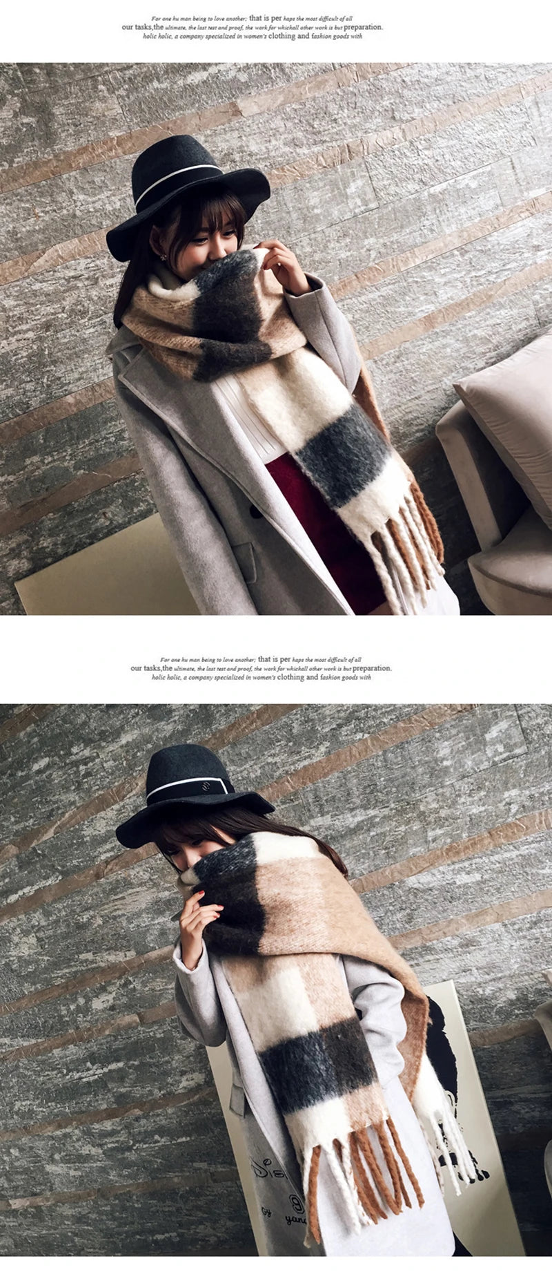 Luxury Brand Cashmere Women Plaid Scarf Winter Warm Shawl Wrap Pashmina Long Tassel Female Foulard Thick Blanket Scarves Pareo