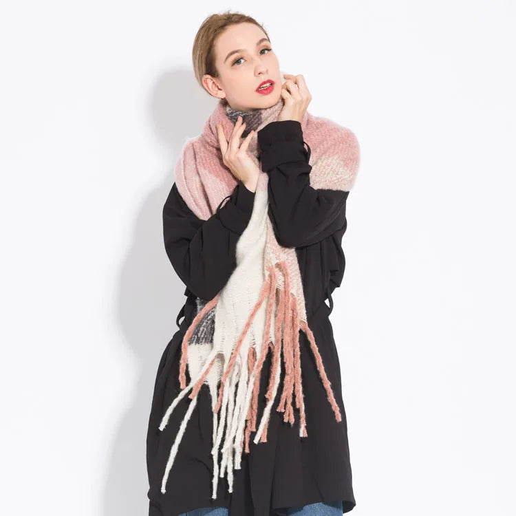 Luxury Brand Cashmere Women Plaid Scarf Winter Warm Shawl Wrap Pashmina Long Tassel Female Foulard Thick Blanket Scarves Pareo
