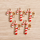 Conjunto de 10 pendentes de Natal em liga metálica esmaltada com laço, com 15*22mm, ideais para a confeção de colares, brincos e bijuteria DIY.