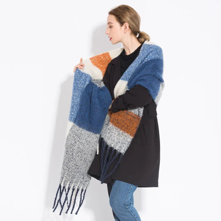 Luxury Brand Cashmere Women Plaid Scarf Winter Warm Shawl Wrap Pashmina Long Tassel Female Foulard Thick Blanket Scarves Pareo