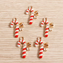 Conjunto de 10 pendentes de Natal em liga metálica esmaltada com laço, com 15*22mm, ideais para a confeção de colares, brincos e bijuteria DIY.