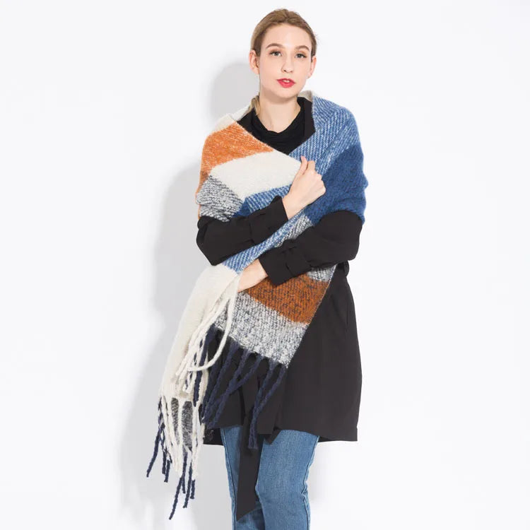 Luxury Brand Cashmere Women Plaid Scarf Winter Warm Shawl Wrap Pashmina Long Tassel Female Foulard Thick Blanket Scarves Pareo