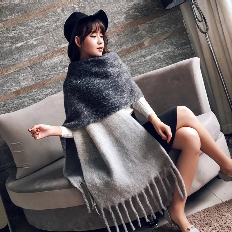 Luxury Brand Cashmere Women Plaid Scarf Winter Warm Shawl Wrap Pashmina Long Tassel Female Foulard Thick Blanket Scarves Pareo