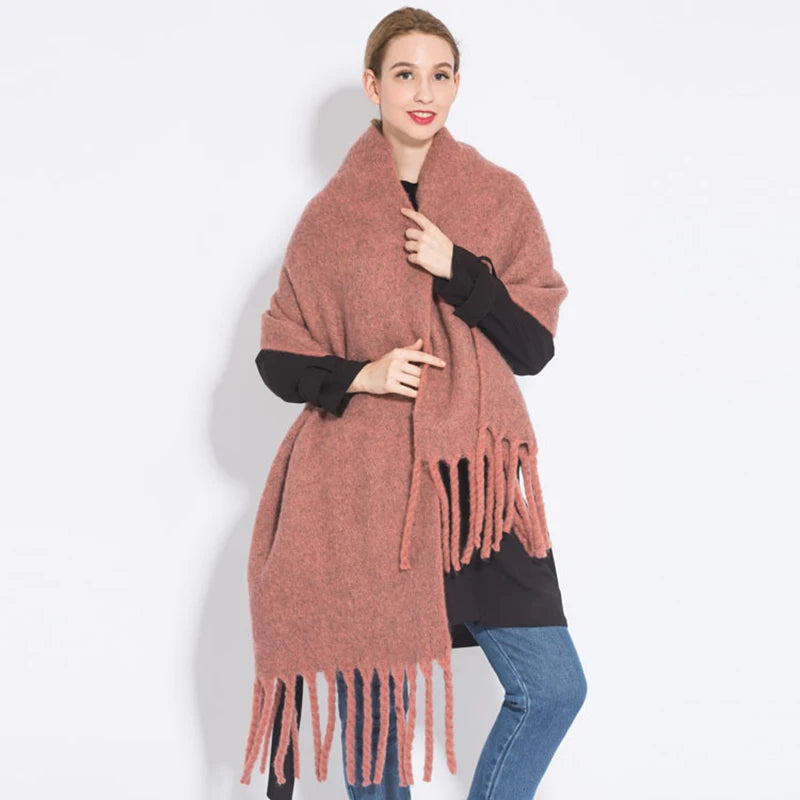 Luxury Brand Cashmere Women Plaid Scarf Winter Warm Shawl Wrap Pashmina Long Tassel Female Foulard Thick Blanket Scarves Pareo