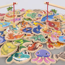 Brinquedo de Pesca Magnético Montessori em Madeira – Desenvolvimento da Consciência da Vida Marinha para Brincadeiras entre Pais e Filhos