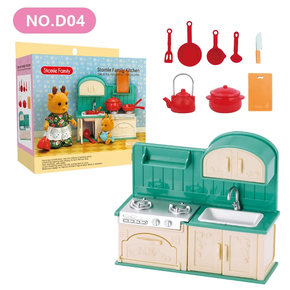 Forest Miniature Dollhouse – Kitchen & Dining Room Furniture Set