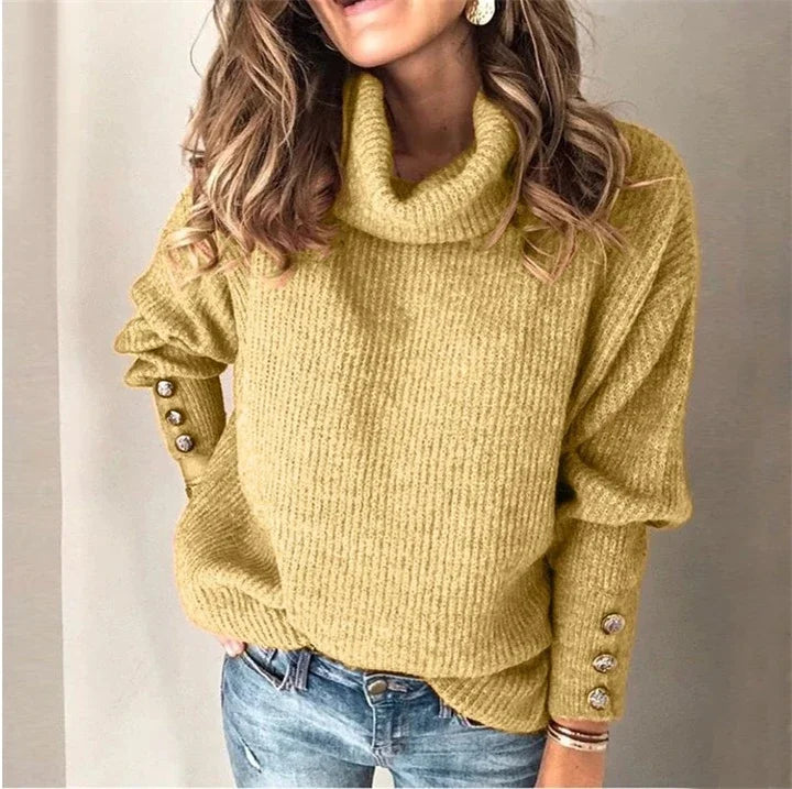 Autumn Winter New Solid Color Casual Fashion Loose Sweaters Women Long Sleeve High Collar Street Sweatshirt Pullover Top Female