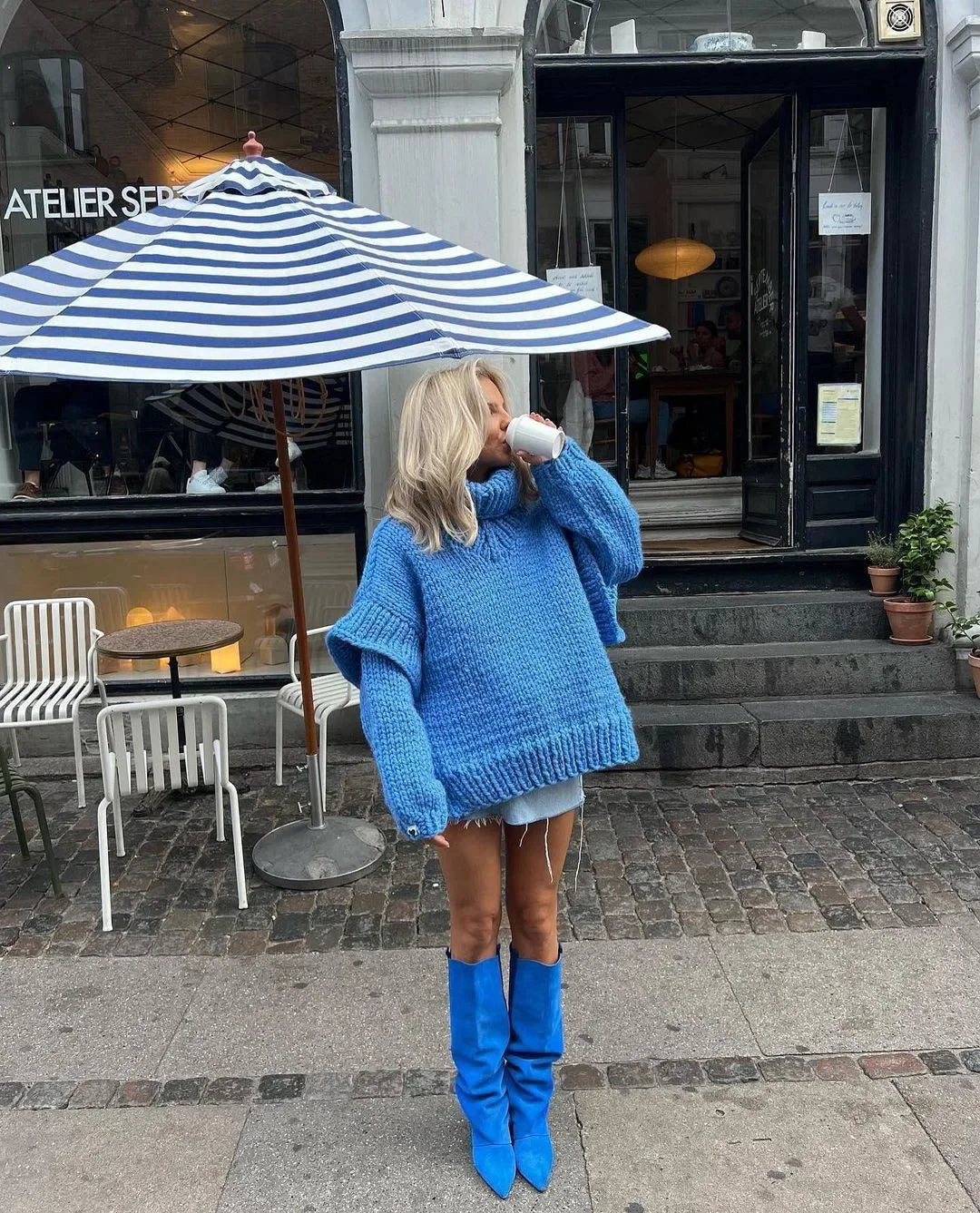 Hot Sale Of The Season Women's Oversized Long Sleeve Knitted Sweater Thick Winter Style Crew Neck Coarse Texture Cross-Border Ne