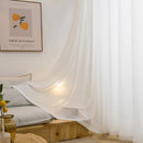 Painel de cortina transparente em chiffon branco – Elegância suave para uma casa leve e acolhedora.