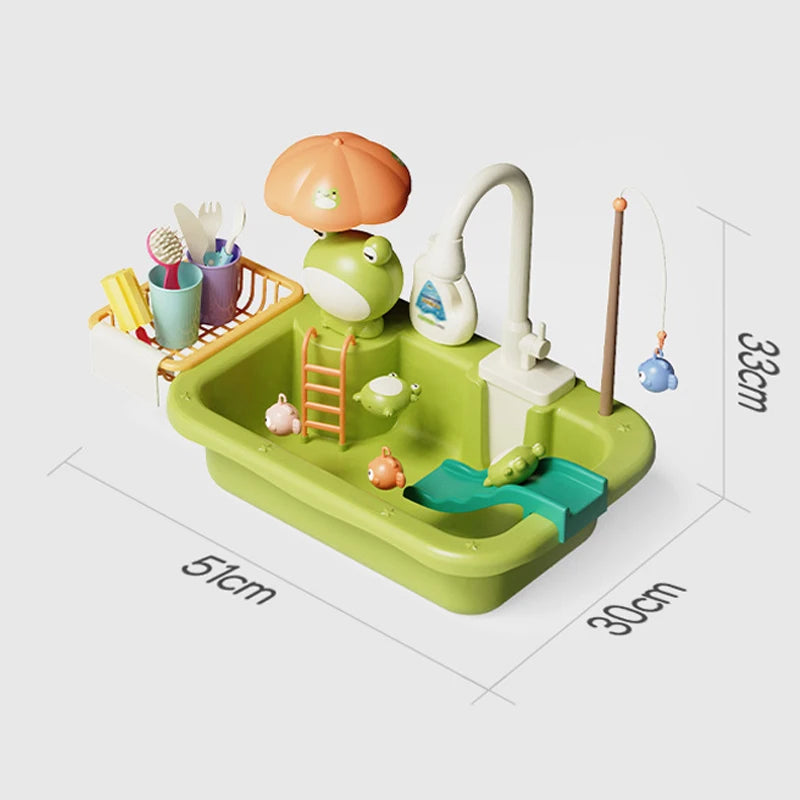 Kids’ Kitchen Sink Playset with Electric Dishwasher – Water Play & Pretend Cooking Toy