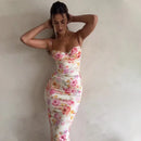 Vestido midi floral de alças finas e racha lateral – Verão 2025