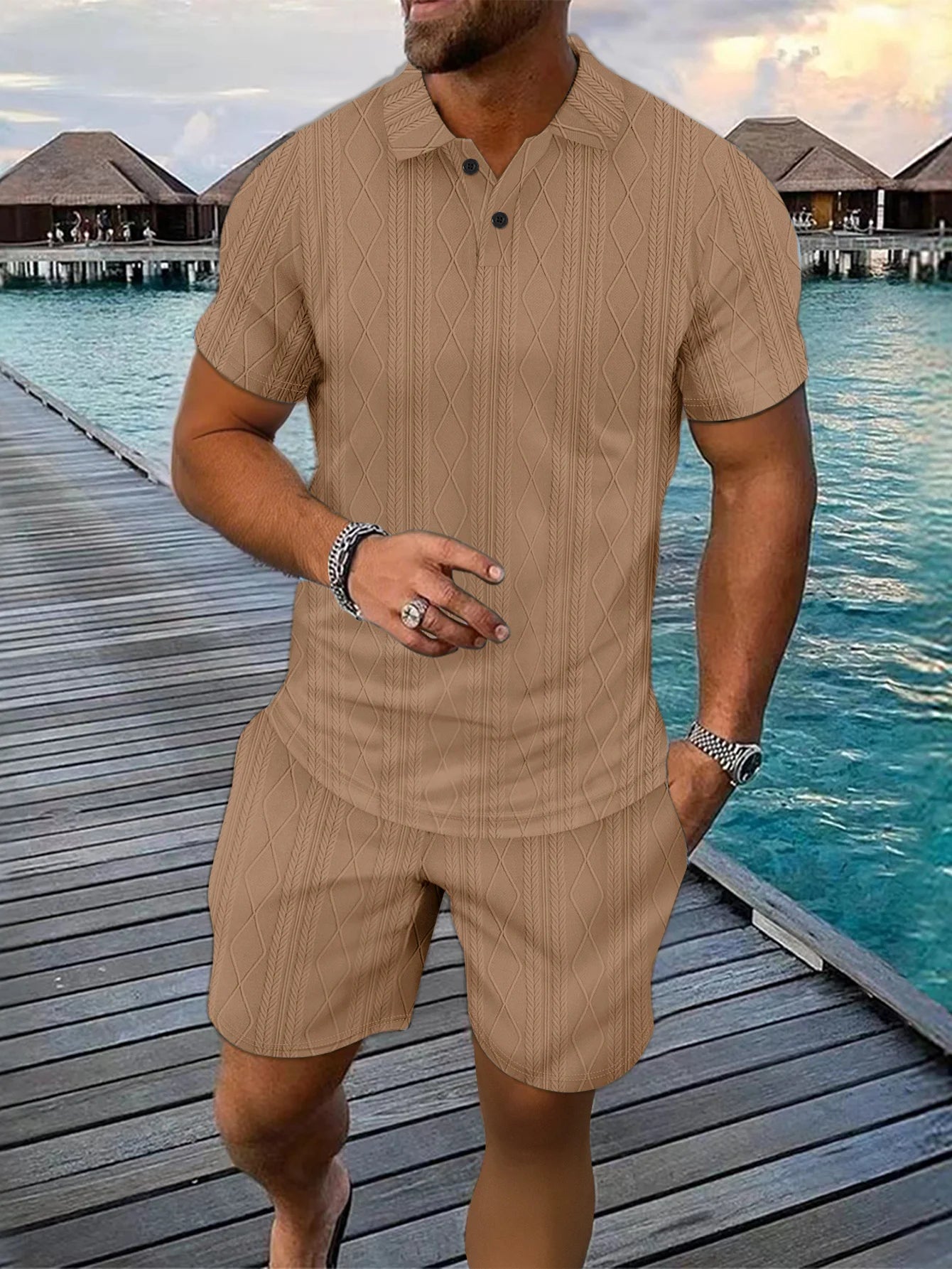 Stylish 2-Piece Men's Set – Polo Shirt and Shorts for a Casual & Comfortable Look!