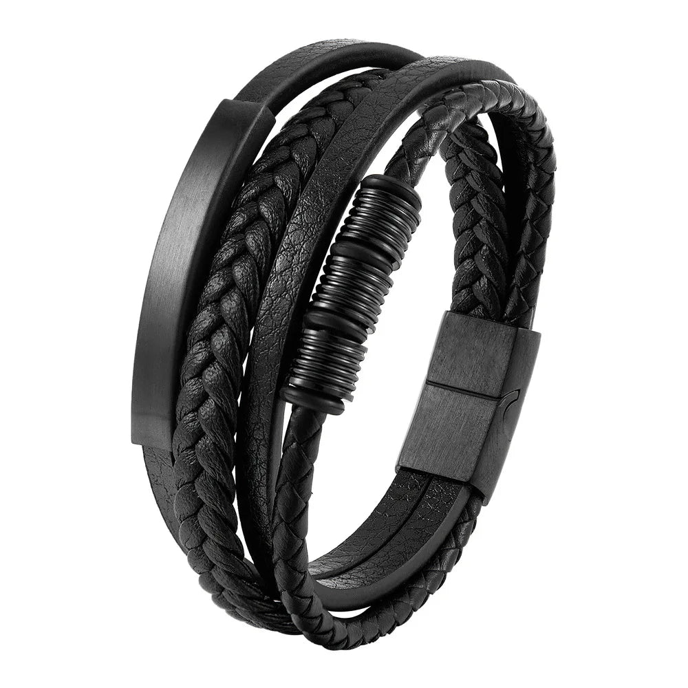 Modern Men’s Magnetic Leather Rope Bracelet – Stylish & Durable