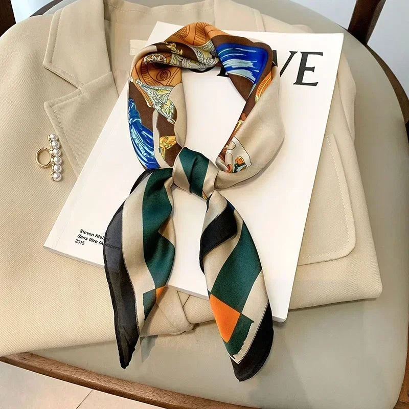 Luxury Print Satin Square Scarf – Elegant, Versatile & Lightweight for Everyday Use