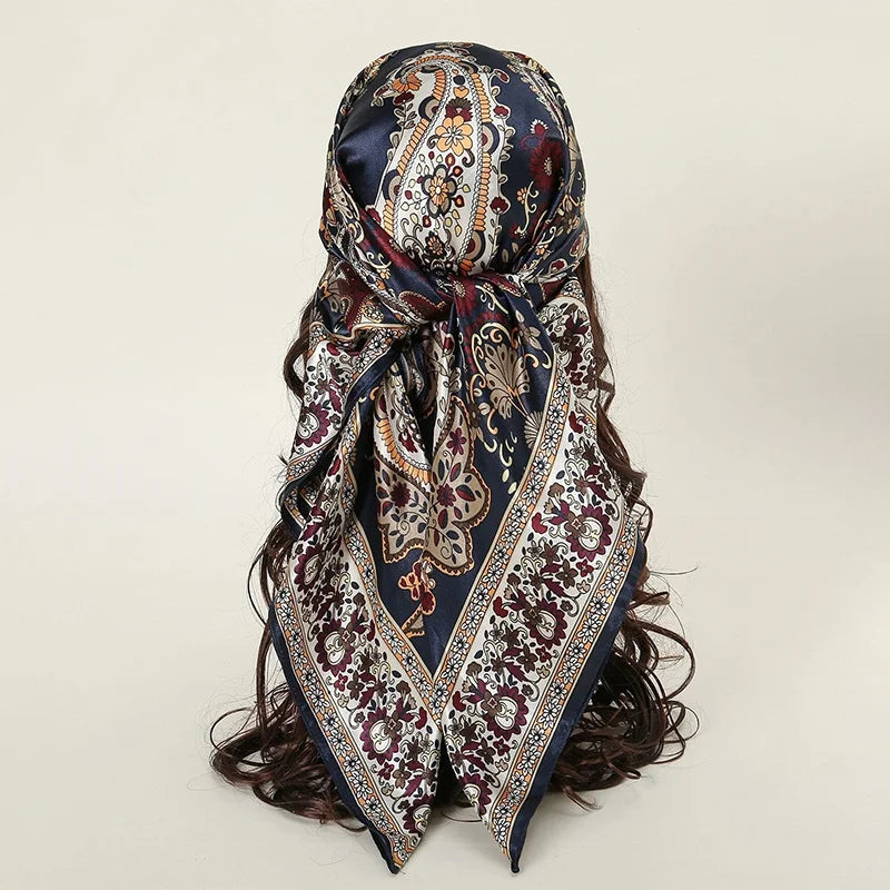 Urban Style Satin Square Scarf – Lightweight, Versatile & Fashionable