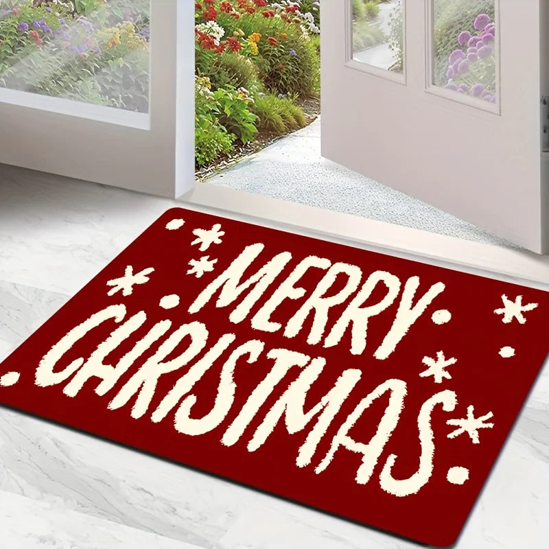 VIKAMA Merry Christmas Welcome Home Rug Suitable for Bedrooms, Hallways and Entrances Soft and Comfortable Doormat Home Decor