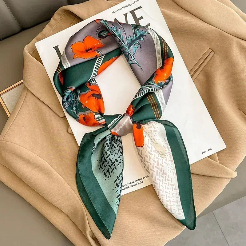 Luxury Print Satin Square Scarf – Elegant, Versatile & Lightweight for Everyday Use