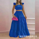 Conjunto de duas peças para menina – Top cropped + Saia maxi – Look casual elegante 
