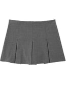 Saia-calções plissada de cintura subida – Estilo casual e versátil para o verão.