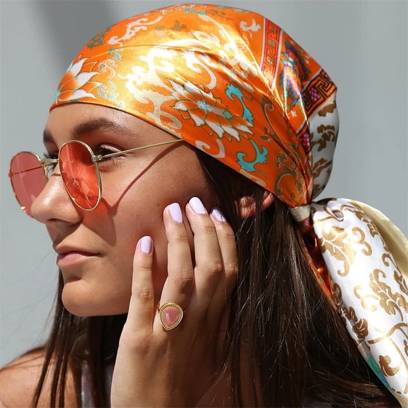 Urban Style Satin Square Scarf – Lightweight, Versatile & Fashionable