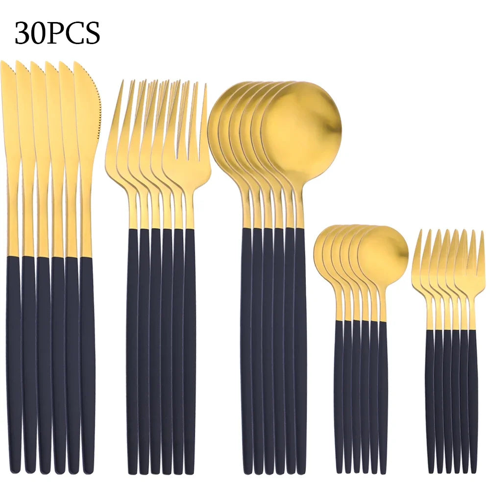30-Piece Stainless Steel Cutlery Set – Elegant Dining at Home