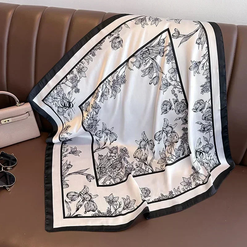 Luxury Print Satin Square Scarf – Elegant, Versatile & Lightweight for Everyday Use