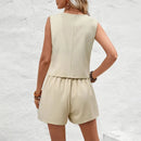 Conjunto elegante de verão para mulher – Regata sem mangas + Calções de cintura subida