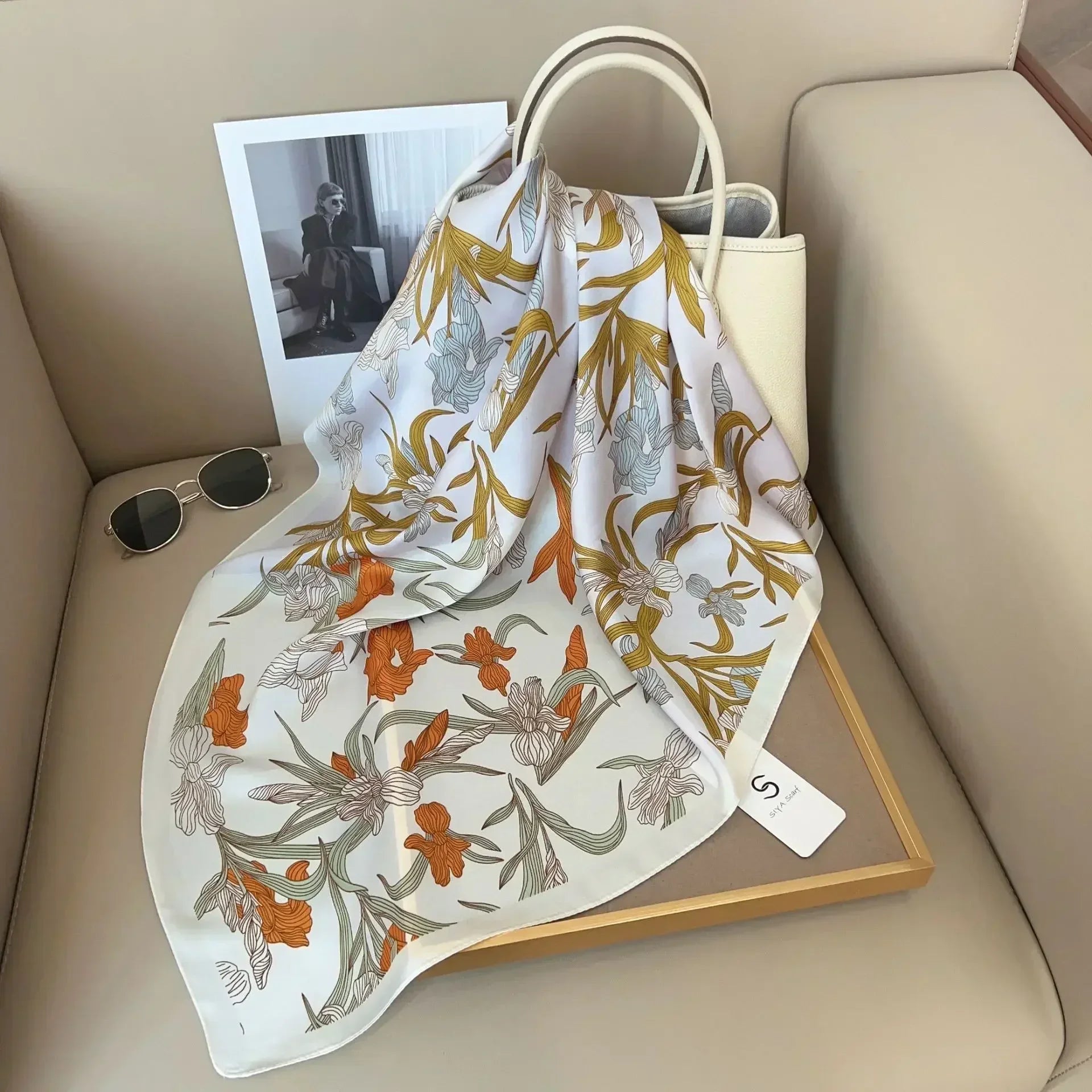 Luxury Print Satin Square Scarf – Elegant, Versatile & Lightweight for Everyday Use