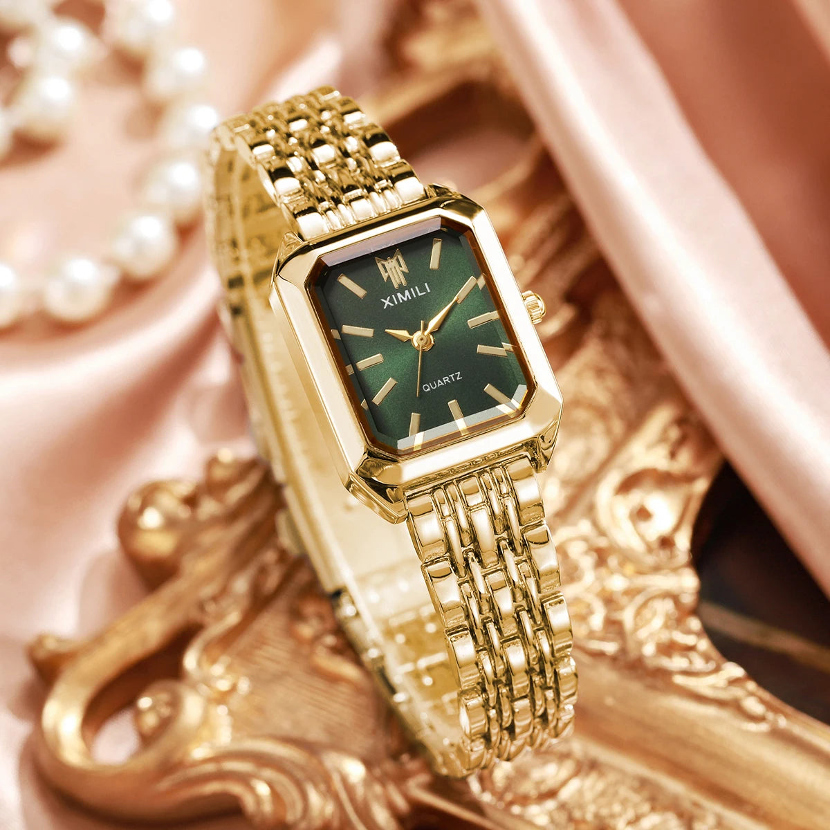 Luxury Women’s Stainless Steel Watch – Elegant Rectangle Quartz