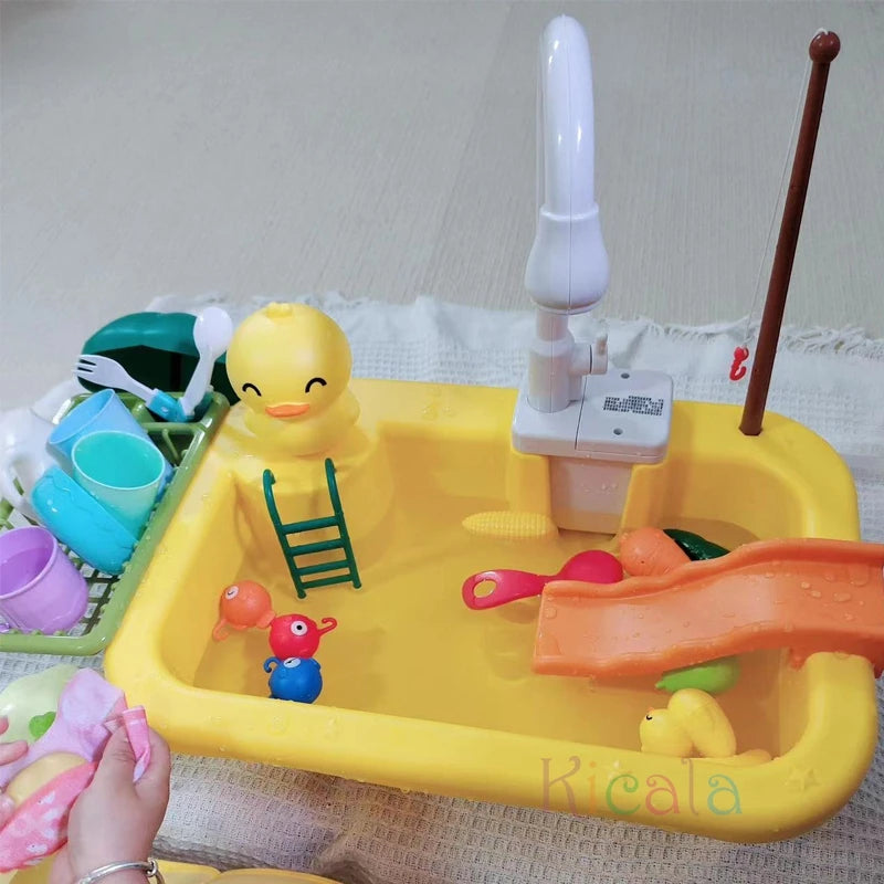 Kids’ Kitchen Sink Playset with Electric Dishwasher – Water Play & Pretend Cooking Toy