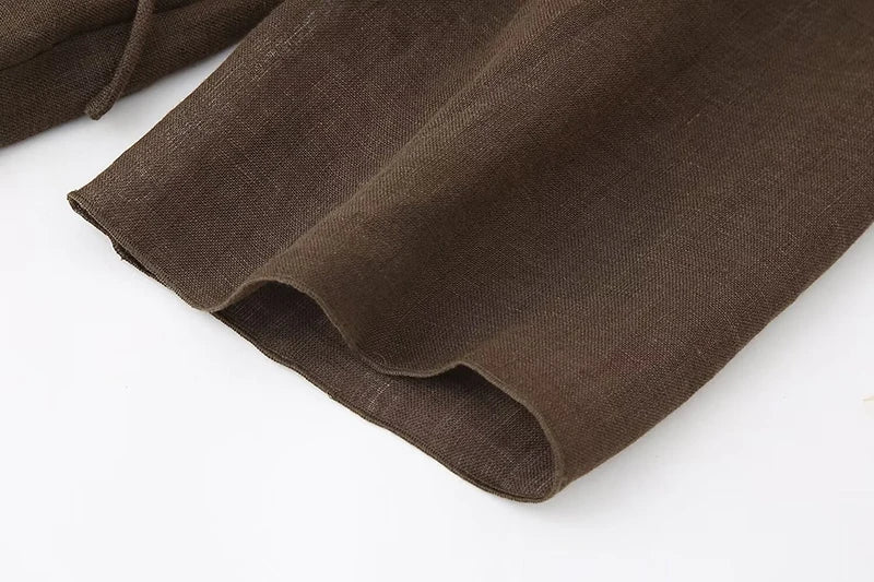 Wide Leg Pants Sets 2 Pieces Women Fashion Lace Up Kimono Tops Women's Suit Two Piece Set Spring Women Outfit