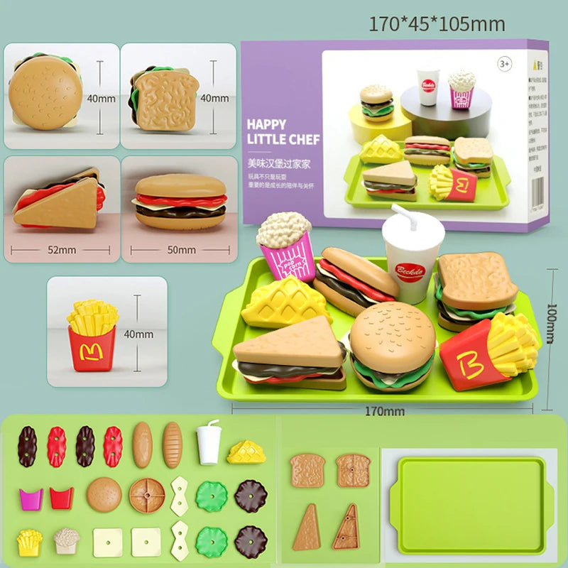 Kids’ Pretend Play Fast-Food Set – Mini Burger, Fries & Assembly Fun