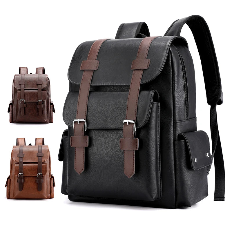 Men's PU Leather Backpack – Spacious, Durable, and Stylish!