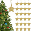 Conjunto de 6 enfeites de Natal em forma de estrela com glitter dourado para árvore de Natal.